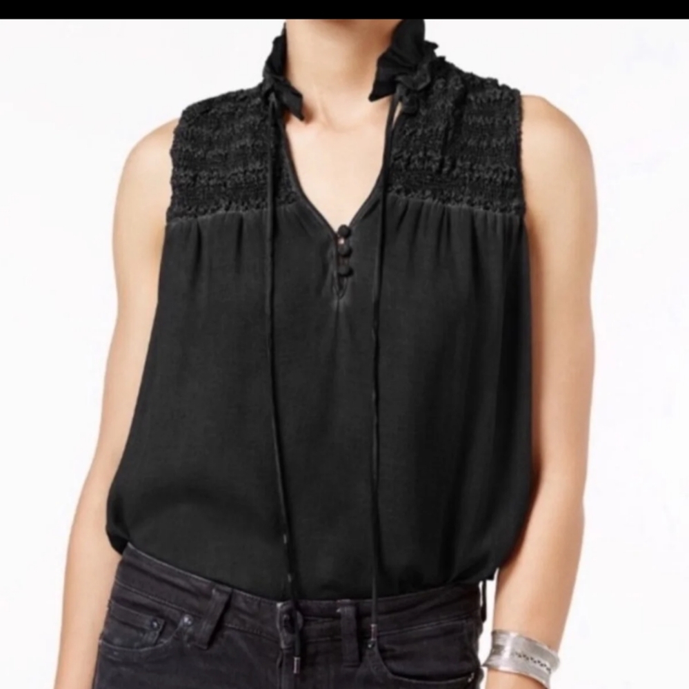 Free People Ruched Ruffle Tank Top